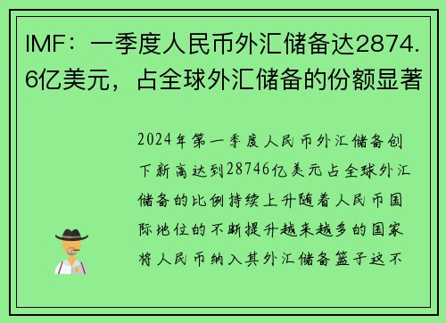 IMF：一季度人民币外汇储备达2874.6亿美元，占全球外汇储备的份额显著提升